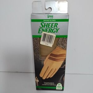 Vintage LEGGS Sheer Energy Driving Gloves One Size Stretch Unlined Caramel‎ NEW